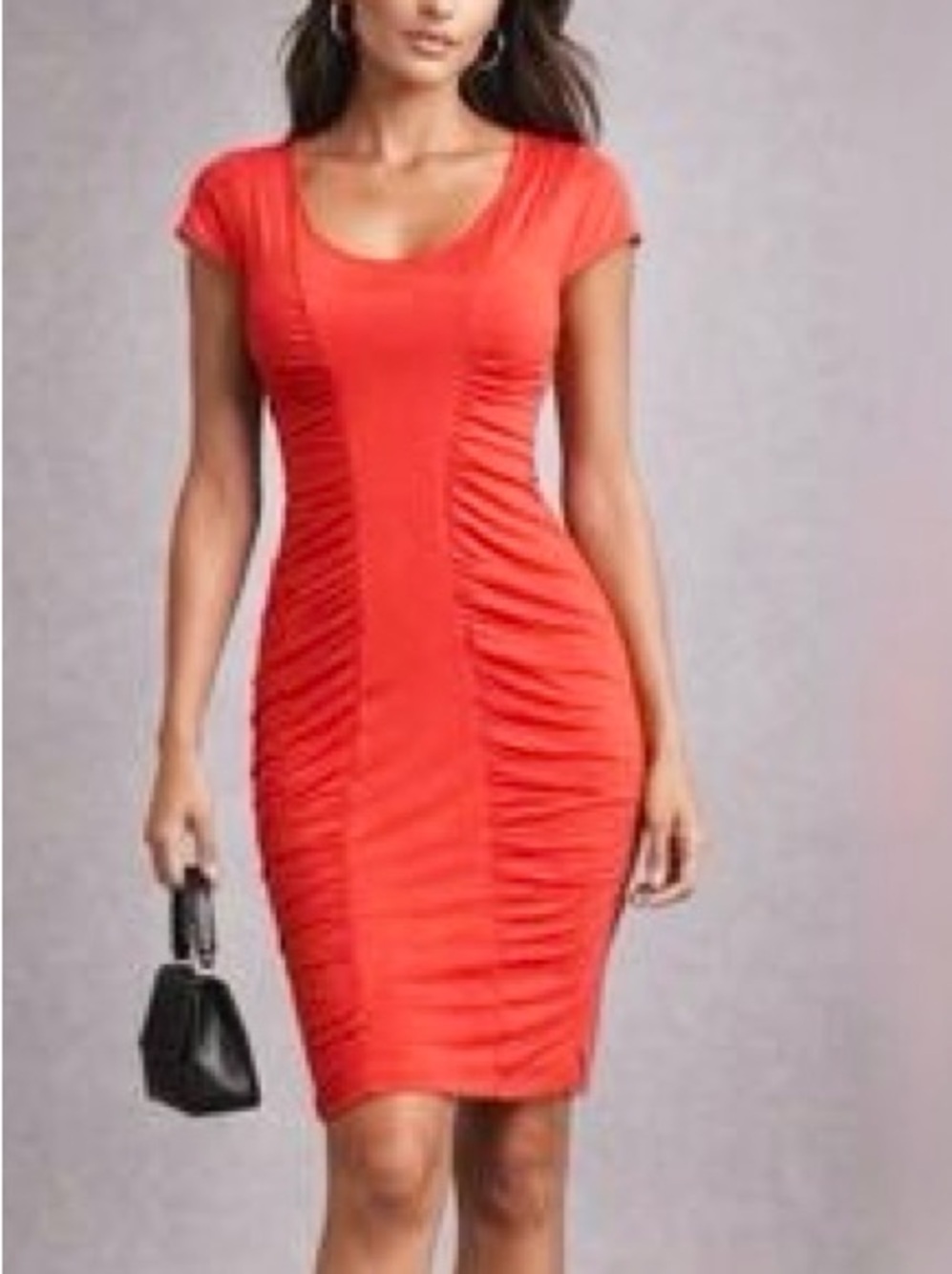 Catherine Malandrino Ruched Scoop-Neck Midi Dress